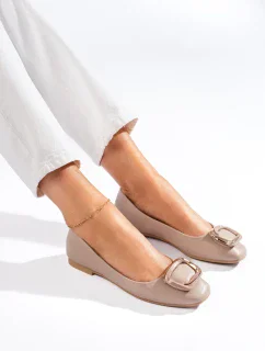 Komfortní hnědé dámské  baleríny bez podpatku