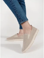 Originální dámské hnědé  mokasíny na plochém podpatku