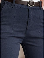 Dámské bavlněné kalhoty slim fit s páskem TAIRONIK navy blue FashionStreet UY2542