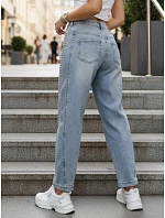 Dámské džíny balonového střihu s ozdobnými nýty modré UY2983