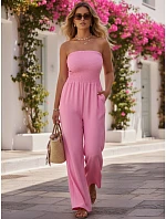 Dámský letní overal se širokými nohavicemi růžový FashionStreet EY2650 Dámský letní overal se širokými nohavicemi růžový FashionStreet EY2650
