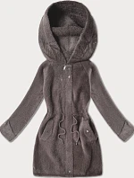 Vlněná bunda z alpaky s kapucí kakao (W214#)