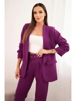Elegantní souprava saka a kalhot tmavě fialová Elegantní souprava saka a kalhot tmavě fialová