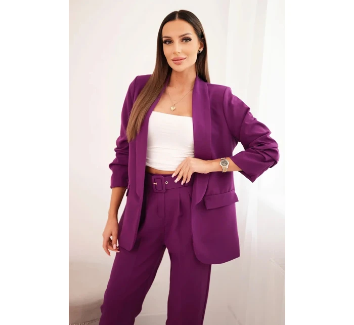 Elegantní souprava saka a kalhot tmavě fialová Elegantní souprava saka a kalhot tmavě fialová