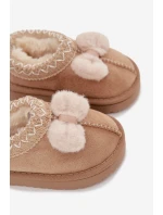 Dětské sněhule s výšivkou a mašlí Béžové Daven