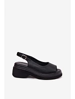 Kožené sandály na platformě Vinceza 66936 Černé