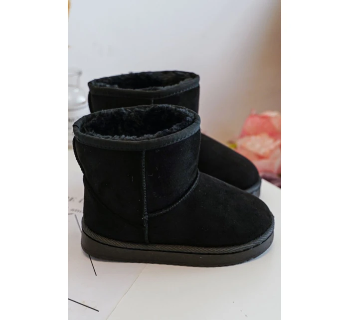 Dětské Teplé Sněhule Semišové černé Gooby Dětské Teplé Sněhule Semišové černé Gooby