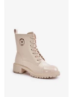 Dámské kotníkové šněrovací boty 089 model 20755012 Ecru Super Me - Inello Dámské kotníkové šněrovací boty 089 model 20755012 Ecru Super Me - Inello