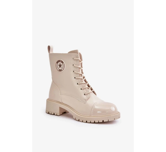 Dámské kotníkové šněrovací boty 089 model 20755012 Ecru Super Me - Inello Dámské kotníkové šněrovací boty 089 model 20755012 Ecru Super Me - Inello