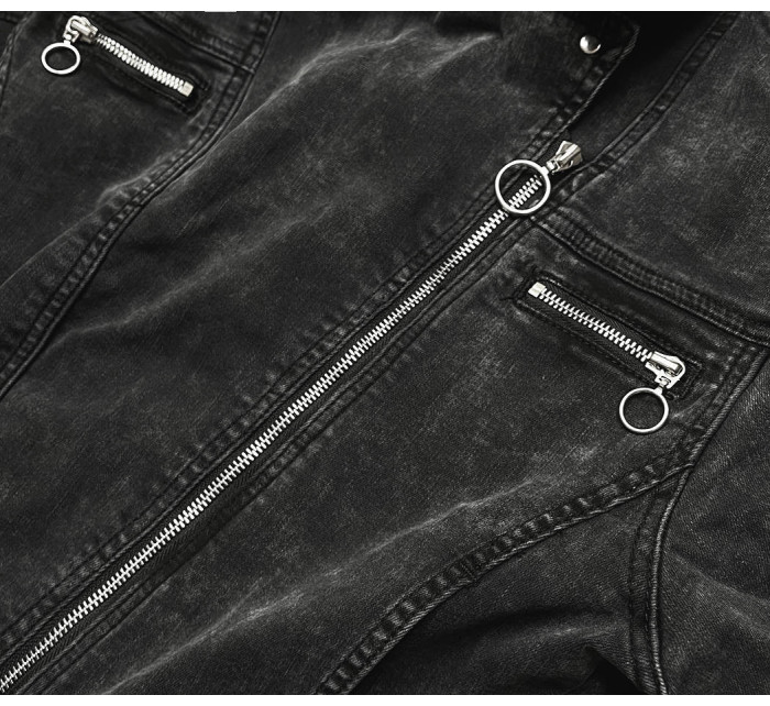 Černá dámská džínová oversize bunda model 16148226 - P.O.P. SEVEN