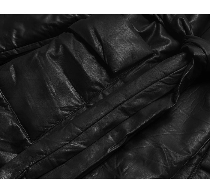 Černá oversize bunda z ekologické kůže model 17695037 - Ann Gissy
