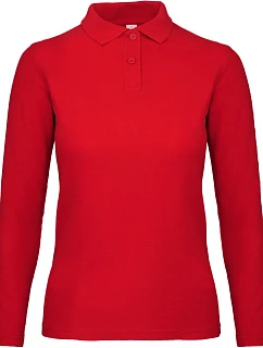 B&C ID.001 LSL /women Dámské piqué polo s dlouhým rukávem 01.0I13 red