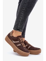 model 21679935 Semišové Sneakersy Na Platformě Leopardí Čokoládové - Zazoo