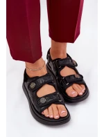 Dámské sandály s ozdobnými detaily na suchý zip černé model 21687995 - Boto Dámské sandály s ozdobnými detaily na suchý zip černé model 21687995 - Boto