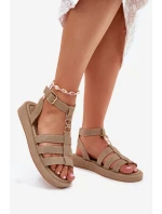 Dámské Sandály Na Platformě Se Zlatým Detalem Khaki model 21699019 - Boto Dámské Sandály Na Platformě Se Zlatým Detalem Khaki model 21699019 - Boto