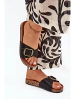 Dámské sandály na korkové platformě s přezkou černé Vianara Dámské sandály na korkové platformě s přezkou černé Vianara