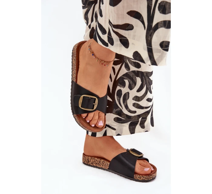 Dámské sandály na korkové platformě s přezkou černé Vianara Dámské sandály na korkové platformě s přezkou černé Vianara