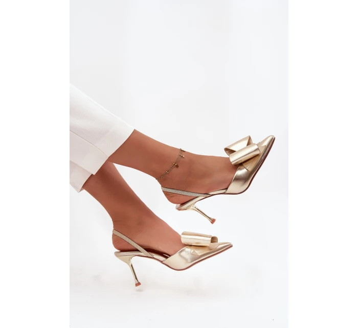 Lodičky s  a mašlí zlaté model 21715231 - Boto