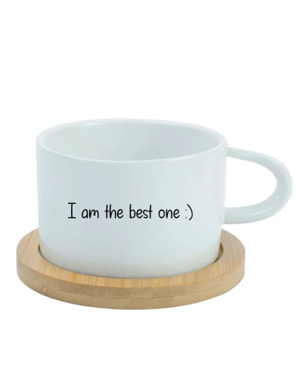 I am the best one :) - bílý hrníček makronka 200 ml I am the best one :) - bílý hrníček makronka 200 ml