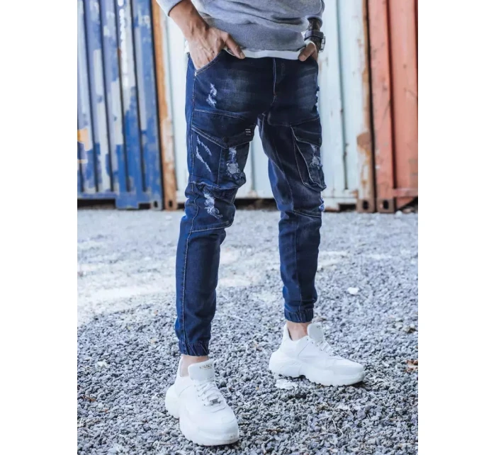 Modré pánské kalhoty FashionStreet UX3284 Modré pánské kalhoty FashionStreet UX3284