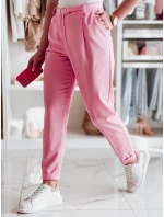 Ležérní dámské plisované kalhoty s páskem PLISSO pink FashionStreet UY2519 Ležérní dámské plisované kalhoty s páskem PLISSO pink FashionStreet UY2519