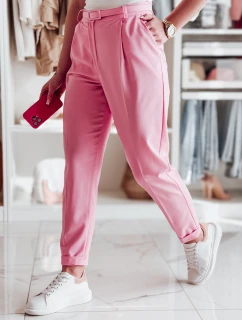 Ležérní dámské plisované kalhoty s páskem PLISSO pink FashionStreet UY2519