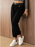 Spodnie damskie bawełniane z paskiem czarne model 22394771 - FashionStreet