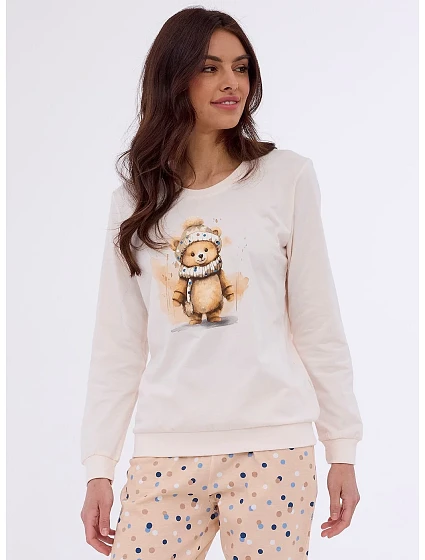 Dámské pyžamo model 20219100 Sweet Bear dł/r S2XL - Cornette Dámské pyžamo model 20219100 Sweet Bear dł/r S2XL - Cornette