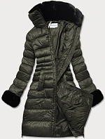 Delší dámská prošívaná zimní bunda khaki (j19-017) Delší dámská prošívaná zimní bunda khaki (j19-017)