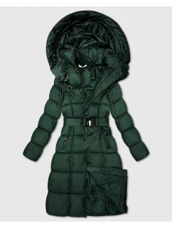 Tmavě zelená dlouhá a hrubší zimní bunda s opaskem Minority (P3-6033-33)