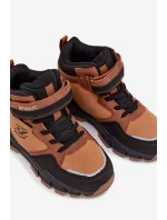 Zimní trekové boty pro děti na suchý zip zateplené camel Miravie