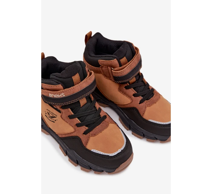 Zimní trekové boty pro děti na suchý zip zateplené camel Miravie