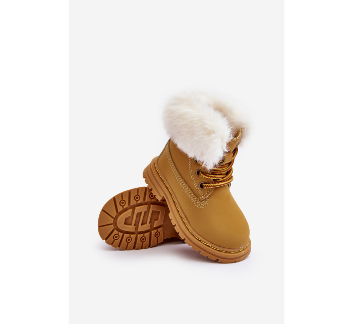 Dětské boty Trappers na zip s kožešinou Camel Gerande