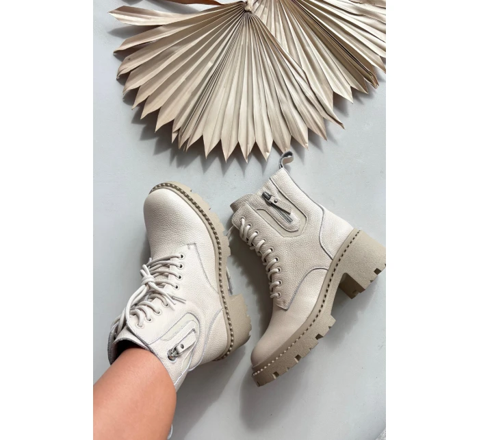 Dámské kotníkové boty Vinceza na kocích s ocieplením – béžové Dámské kotníkové boty Vinceza na kocích s ocieplením – béžové