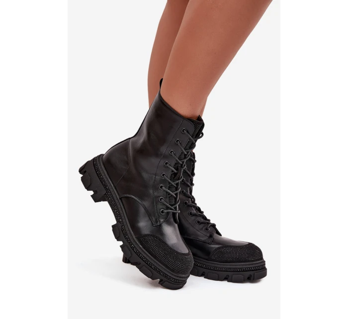 Dámské workery s ozdobou S.Barski – černé Dámské workery s ozdobou S.Barski – černé