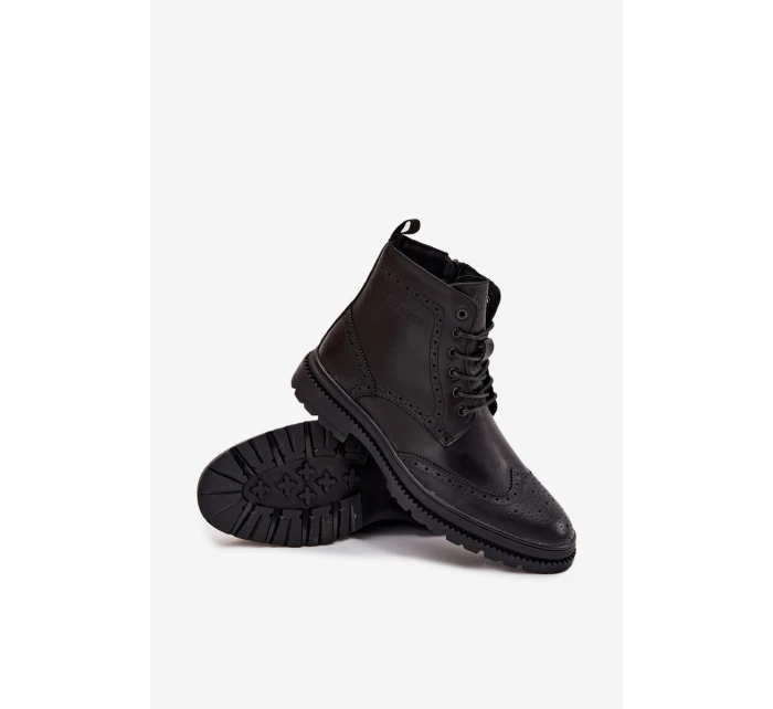 Pánské kožené kotníkové boty Lee Cooper – černé Pánské kožené kotníkové boty Lee Cooper – černé