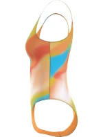 Dámské jednodílné plavky SCOOP ONE PIECE-PRINT KW0KW02086 0G0 oranžovožluté - Calvin Klein