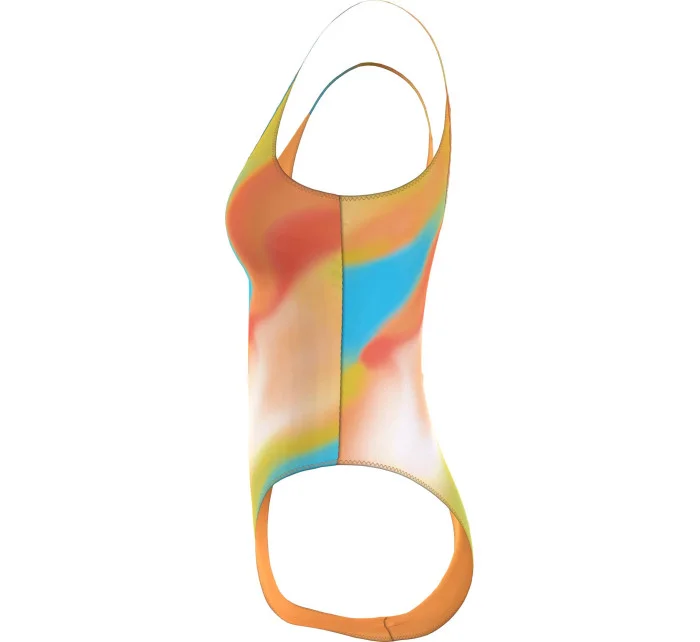 Dámské jednodílné plavky SCOOP ONE PIECE-PRINT KW0KW02086 0G0 oranžovožluté - Calvin Klein