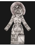 Světle béžová dámská zimní bunda se stahováním v pase S'West (B8522-46)