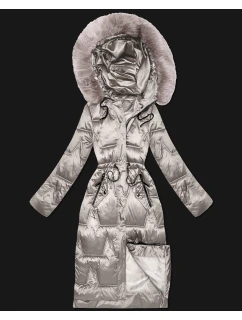 Světle béžová dámská zimní bunda se stahováním v pase S'West (B8522-46)