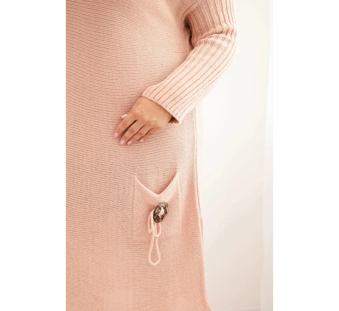 Dámská  Plus Size s oversize s kapsou pudrově růžová model 21393362 - K-Fashion