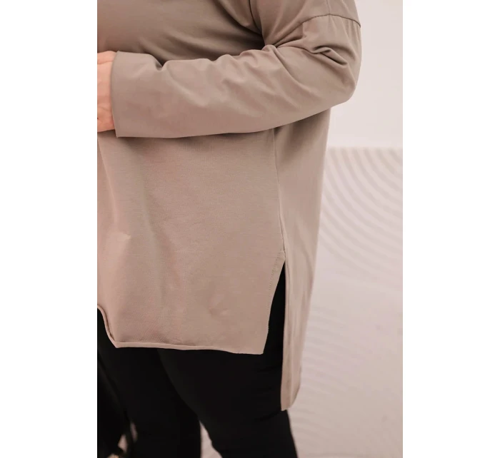 Dámská bavlněná blůza Plus Size asymetrická s dlouhým rukávem fango