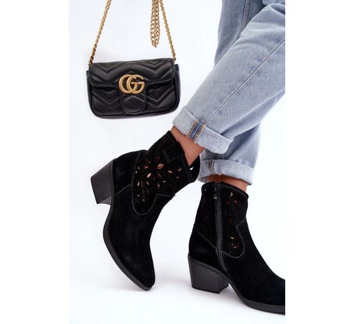 Kožené Křoví Boty S Průhledným Designem D&A SN622-20 Černá