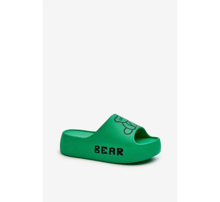 Dámské pěnové žabky na masivní podrážce s medvídkem Zelené model 21665955 - Boto