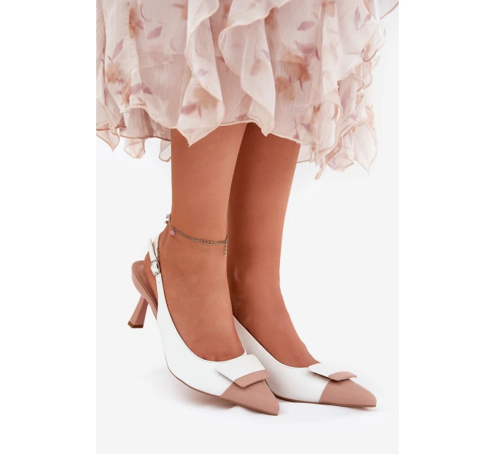 Elegantní Lodičky S Dekorací Eko Kůže Bílé model 21688683 - Boto