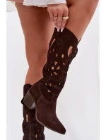 kozačky z přírodního semiše  Čokoládové model 22031659 - Zazoo