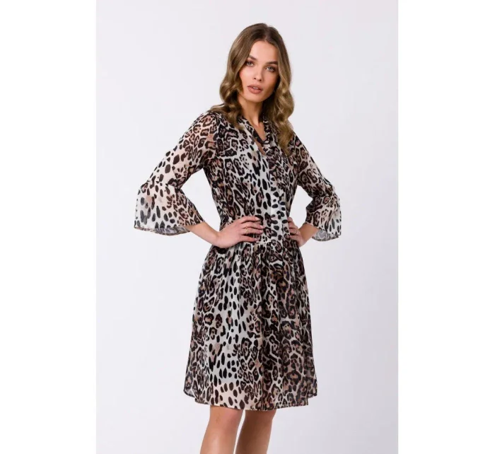 S337 Šifonové šaty s vázaným výstřihem - model 2 S337 Šifonové šaty s vázaným výstřihem - model 2