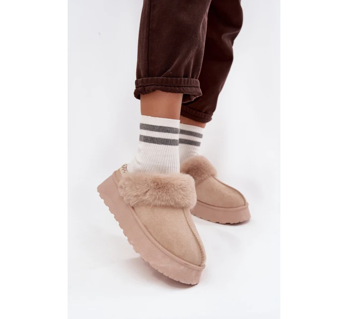 Dámské sněhule Querina na platformě s kožešinou a výšivkou – béžové Dámské sněhule Querina na platformě s kožešinou a výšivkou – béžové