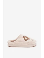 Dámské chlupaté papuče s květinami – béžové Selinne Dámské chlupaté papuče s květinami – béžové Selinne