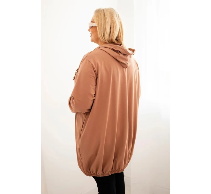 Dámská mikina Plus Size s kapucí Cappuccino - ZENTEX